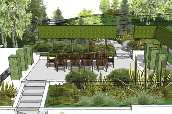Central Scotland garden design - contemporary dining patio
